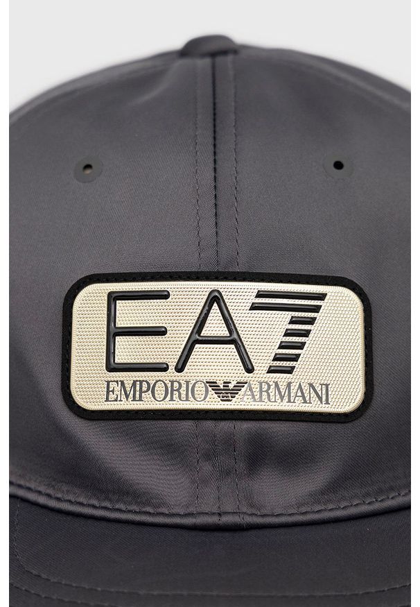 EA7 Emporio Armani czapka kolor szary z aplikacją. Kolor: szary. Wzór: aplikacja