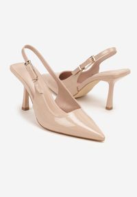 Renee - Jasnobeżowe Lakierowane Sandały Czółenka na Kaczuszce Slingback Silvesa. Okazja: na co dzień. Kolor: beżowy. Materiał: lakier. Obcas: na szpilce. Styl: klasyczny, casual, elegancki #3