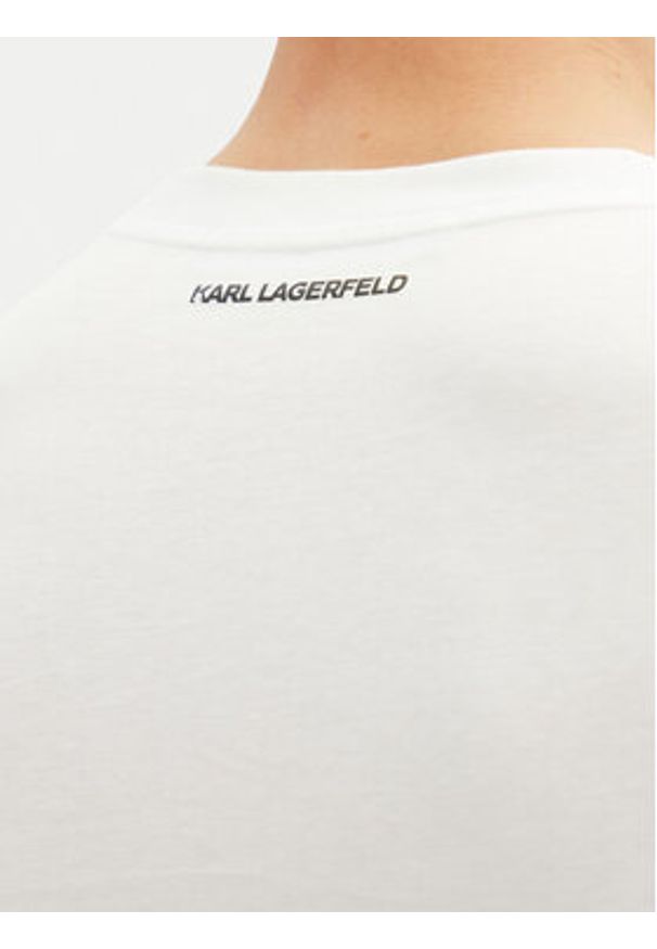 Karl Lagerfeld - KARL LAGERFELD T-Shirt 755061 552241 Biały Regular Fit. Typ kołnierza: dekolt w karo. Kolor: biały. Materiał: bawełna