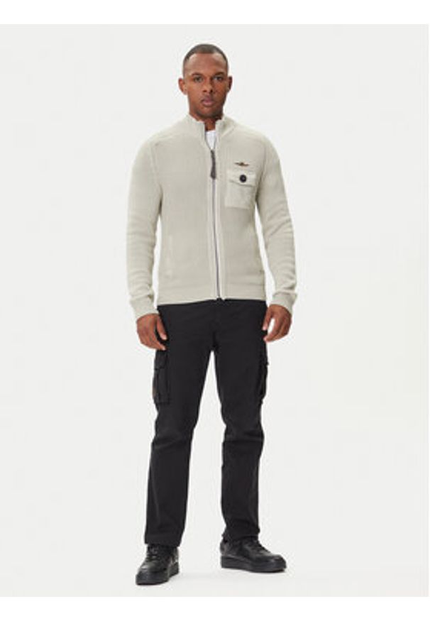 Aeronautica Militare Kardigan 252MA1565UL00409 Beżowy Regular Fit. Kolor: beżowy. Materiał: bawełna