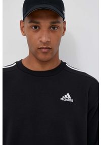 Adidas - adidas bluza męska kolor czarny z aplikacją. Kolor: czarny. Materiał: włókno, materiał. Wzór: aplikacja. Styl: klasyczny #5
