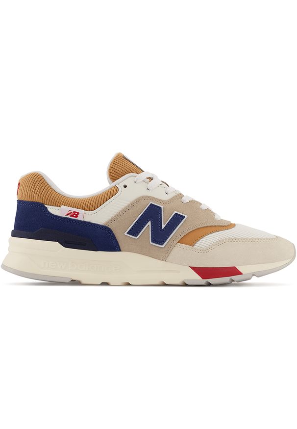 Buty New Balance CM997HSK – beżowe. Okazja: na co dzień. Kolor: beżowy. Materiał: syntetyk, guma, zamsz, skóra, materiał. Szerokość cholewki: normalna. Wzór: nadruk