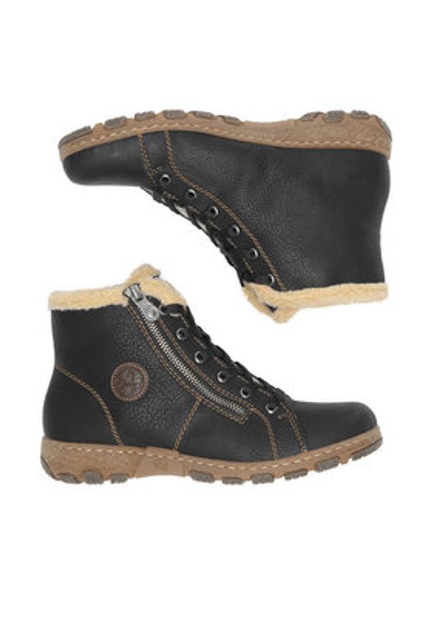 Rieker Botki Z0121-00 Czarny. Kolor: czarny. Materiał: materiał