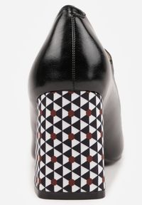 Born2be - Czarne Czółenka Mary Jane Vices na Ozdobnym Słupku ze Skórzaną Wkładką Dadvire. Okazja: na co dzień. Zapięcie: pasek. Kolor: czarny. Materiał: skóra. Obcas: na słupku. Styl: casual, elegancki, klasyczny. Wysokość obcasa: średni #5