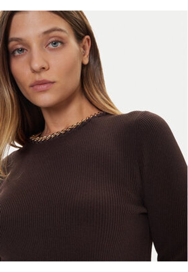 MICHAEL Michael Kors Sweter MF561CJ33D Brązowy Slim Fit. Kolor: brązowy. Materiał: wiskoza