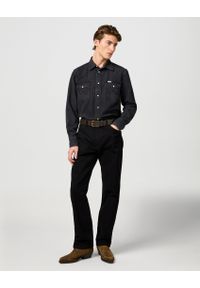Wrangler - MESKA KOSZULA JEANSOWA WRANGLER WESTERN SHIRT RINSE BLACK 112362906. Materiał: jeans #6