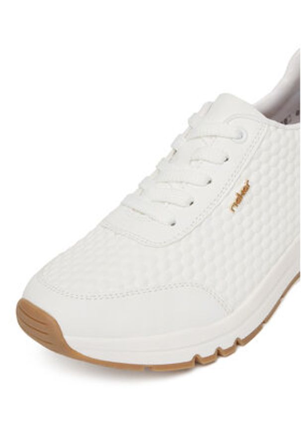 Rieker Sneakersy M6608-80 Biały. Kolor: biały. Materiał: skóra