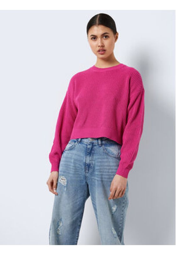 Noisy may - Noisy May Sweter Maysa 27021536 Różowy Relaxed Fit. Kolor: różowy. Materiał: bawełna, syntetyk