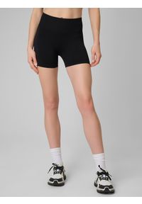 4f - 4F Legginsy krótkie treningowe bezszwowe damskie - czarne M/L. Stan: podwyższony. Kolor: czarny. Materiał: skóra. Długość: krótkie. Sport: fitness #2