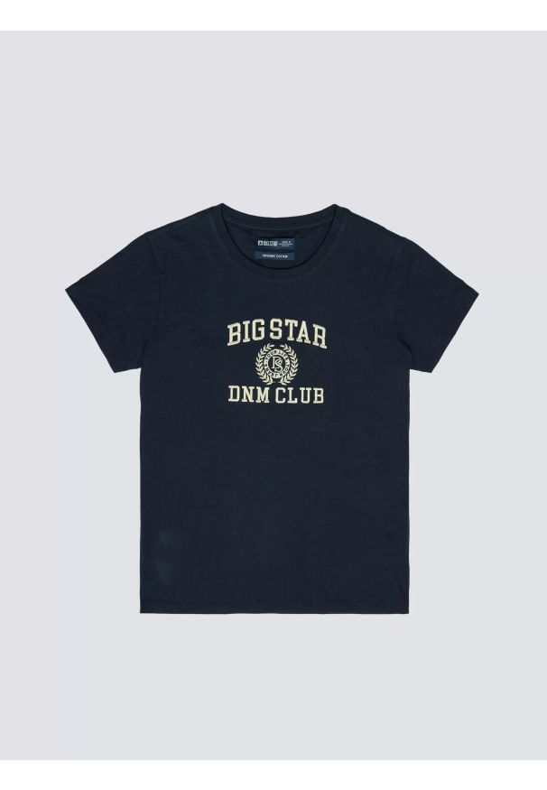 Big-Star - Koszulka damska z haftem granatowa Bensa 403. Okazja: na co dzień. Kolor: niebieski. Materiał: jeans, dzianina, bawełna. Wzór: haft. Styl: casual, sportowy, klasyczny