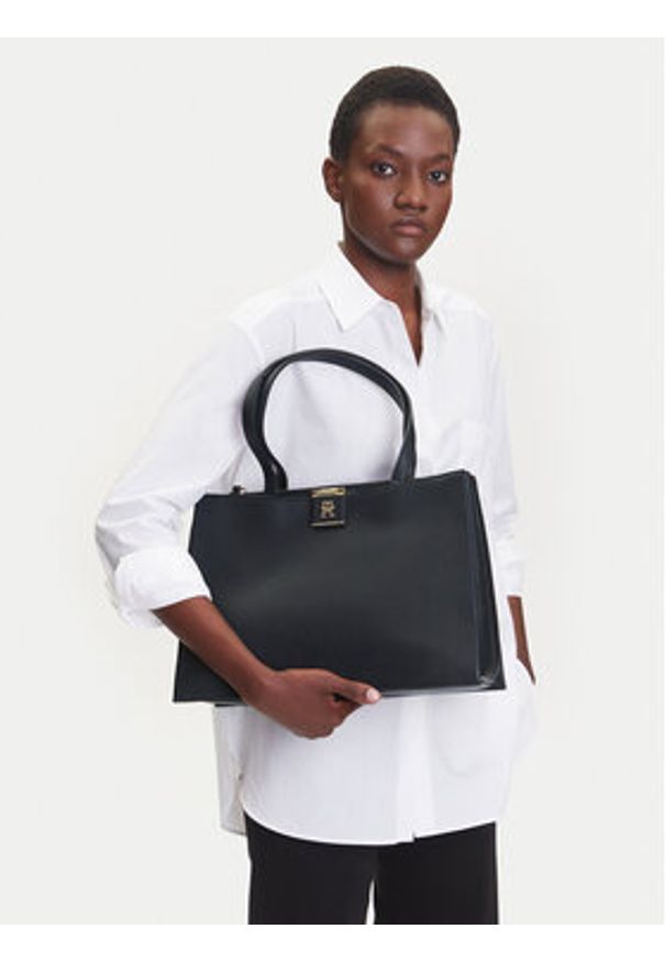 TOMMY HILFIGER - Tommy Hilfiger Torebka Th Her Tote AW0AW17191 Czarny. Kolor: czarny. Materiał: skórzane