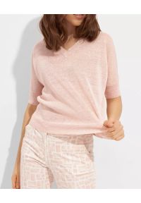 CAPPELLINI - Różowy sweter z lnu. Kolor: różowy, wielokolorowy, fioletowy. Materiał: len