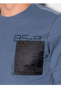 Ombre Clothing - Longsleeve męski z nadrukiem L130 - ciemnoniebieski - XXL. Kolor: niebieski. Materiał: bawełna, tkanina. Długość rękawa: długi rękaw. Wzór: nadruk #5