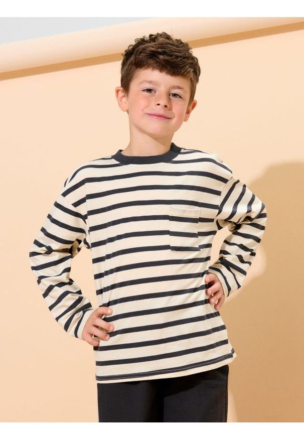 Sinsay - Koszulka z długimi rękawami - kremowy. Kolor: kremowy. Długość rękawa: długi rękaw. Długość: długie