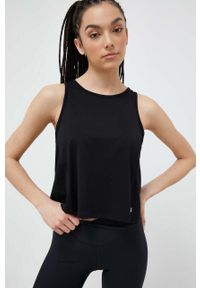 CASALL - Casall top do jogi kolor czarny. Kolor: czarny. Materiał: skóra, dzianina, materiał, włókno