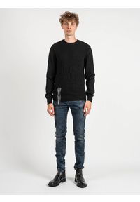 Les Hommes Sweter | LKK110 607L | Jumper With Zip | Mężczyzna | Czarny. Okazja: na co dzień. Kolor: czarny. Materiał: bawełna. Wzór: aplikacja. Styl: casual #1