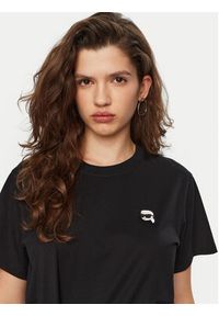 Karl Lagerfeld - KARL LAGERFELD T-Shirt A1W17025 Czarny Relaxed Fit. Typ kołnierza: dekolt w karo. Kolor: czarny. Materiał: bawełna #5