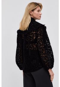 AllSaints Koszula damska kolor czarny relaxed z wiązanym dekoltem. Kolor: czarny. Materiał: materiał, tkanina