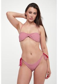 Różowo-srebrny dół od bikini Twinset U&B w paski. Kolor: wielokolorowy, różowy, srebrny. Wzór: paski