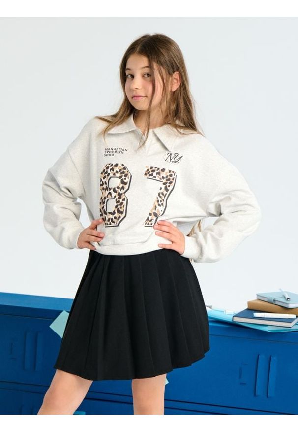 Sinsay - Bluza z kołnierzykiem - szary. Kolor: szary