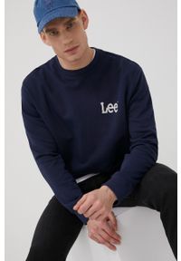 Lee bluza bawełniana męska kolor granatowy z nadrukiem. Kolor: niebieski. Materiał: bawełna. Wzór: nadruk