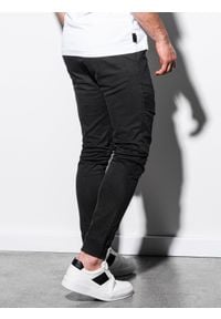 Ombre Clothing - Spodnie męskie joggery P999 - czarne - M. Kolor: czarny. Materiał: bawełna, elastan. Wzór: aplikacja #2