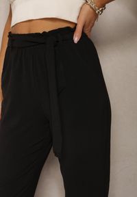 Renee - Czarne Spodnie Regular z Wiązaniem w Pasie Dastaria. Kolor: czarny. Materiał: tkanina. Sezon: lato #3