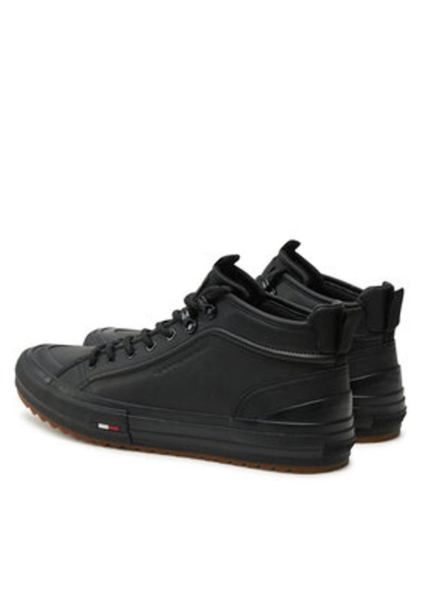 TOMMY HILFIGER - Tommy Hilfiger Sneakersy Th Hi Vulc Cleat Lth FM0FM05313 Czarny. Kolor: czarny. Materiał: skóra
