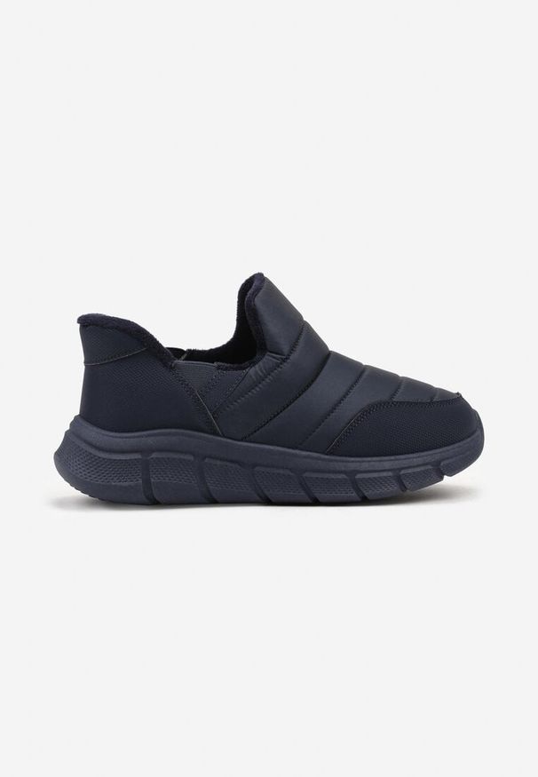 Born2be - Granatowe Pikowane Sneakersy Śniegowce na Grubej Tłoczonej Platformie Verta. Okazja: na co dzień. Kolor: niebieski. Materiał: jeans. Obcas: na platformie