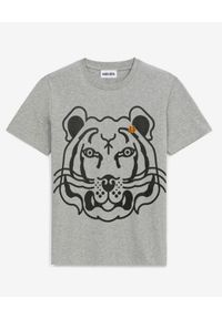 Kenzo - KENZO - Luźna koszulka K-Tiger. Kolor: szary. Materiał: bawełna. Wzór: nadruk #1