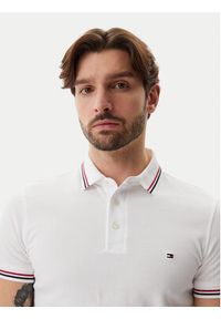 TOMMY HILFIGER - Tommy Hilfiger Polo Tipped MW0MW37346 Biały Slim Fit. Typ kołnierza: polo. Kolor: biały. Materiał: bawełna #5