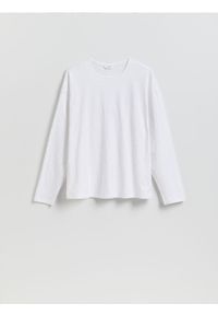 Reserved - Bawełniany longsleeve - biały. Kolor: biały. Materiał: bawełna. Długość rękawa: długi rękaw #1