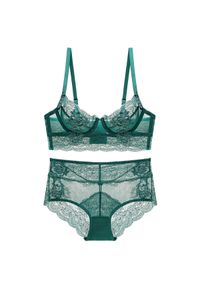 Intica - Komplet bielizny z koronką na romantyczne wieczory Sherilyn. Kolor: zielony. Materiał: koronka. Wzór: koronka