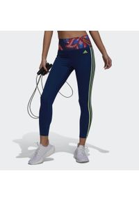 Adidas - Damskie legginsy treningowe 7/8 adidas FARM Rio. Kolor: niebieski, żółty, wielokolorowy