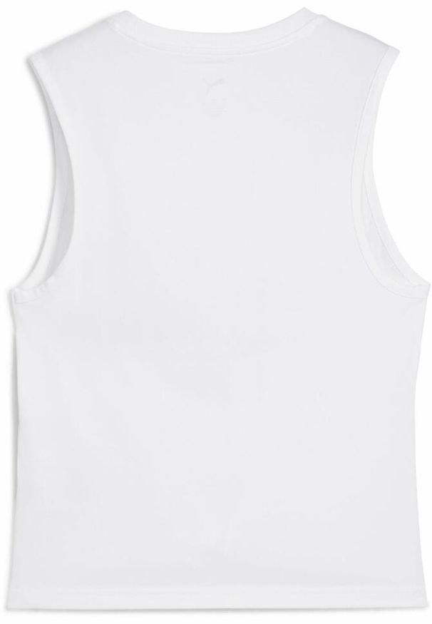 Puma - Damska wąska koszulka bez rękawów z logo No. 1 ESS PUMA White. Kolor: biały. Materiał: guma. Długość rękawa: bez rękawów. Wzór: nadruk