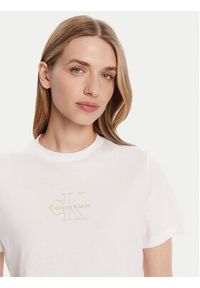 Calvin Klein Jeans T-Shirt Classic Monologo LV047D873G Biały Regular Fit. Kolor: biały. Materiał: bawełna
