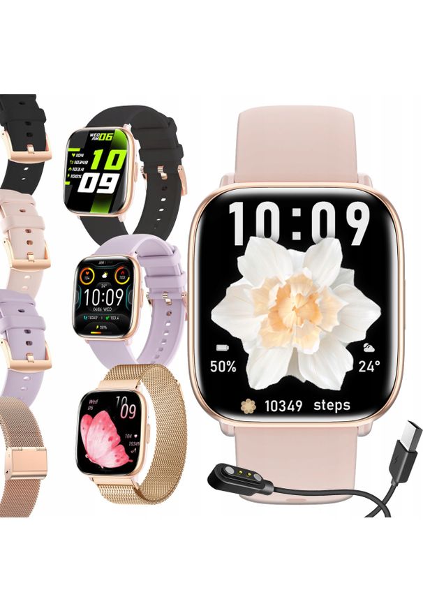 WonderWatch - SMARTWATCH ZEGAREK DAMSKI POLSKIE MENU ROZMOWY SPORT AMOLED 4 PASKI. Rodzaj zegarka: smartwatch. Styl: sportowy