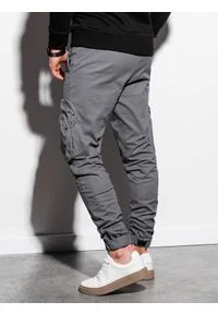 Ombre Clothing - Spodnie męskie joggery P996 - szare - L. Kolor: szary. Materiał: bawełna, elastan #3