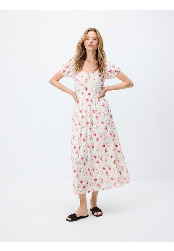 Reserved - Koronkowa sukienka w kwiaty - wielobarwny. Materiał: koronka. Wzór: kwiaty