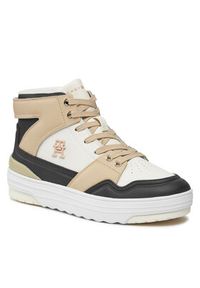 TOMMY HILFIGER - Tommy Hilfiger Sneakersy Th Basket Sneaker Hi FW0FW07757 Beżowy. Kolor: beżowy. Materiał: skóra #4