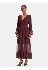 TwinSet - TWINSET Sukienka wieczorowa 252TP2641 Bordowy Regular Fit. Kolor: czerwony. Materiał: syntetyk. Styl: wizytowy #1