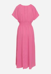 Born2be - Różowa Sukienka z Krótkim Rękawem i Gumką w Pasie Oilleria. Kolor: różowy. Długość rękawa: krótki rękaw #3