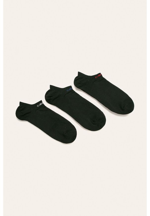Calvin Klein - Stopki (3-pack). Kolor: czarny. Materiał: bawełna, materiał, poliamid, elastan, poliester. Wzór: gładki