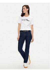 TOMMY HILFIGER - Tommy Hilfiger T-Shirt Script WW0WW42589 Biały Regular Fit. Kolor: biały. Materiał: bawełna