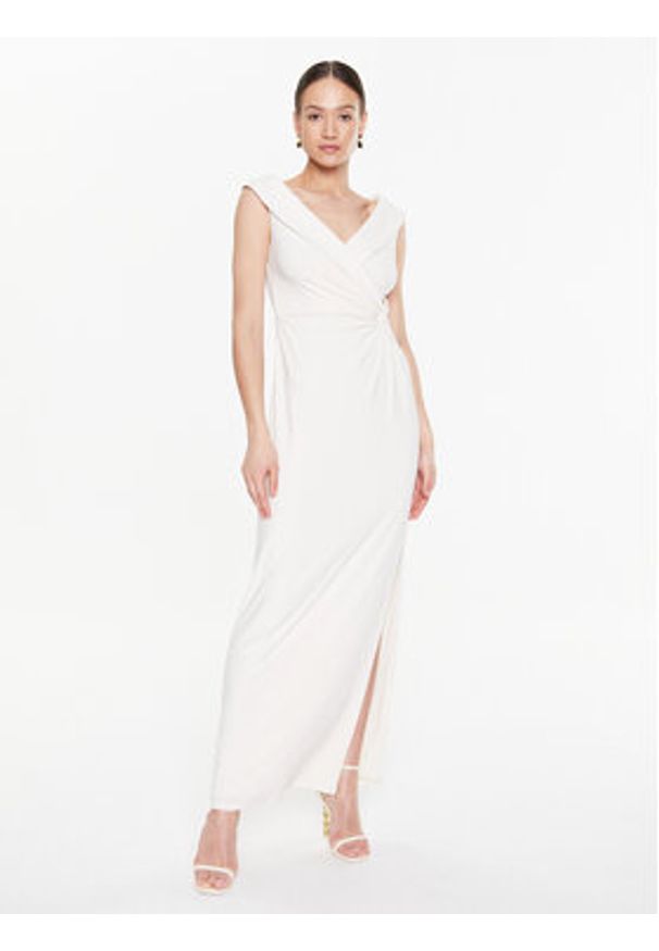 Lauren Ralph Lauren Sukienka wieczorowa 253863940001 Écru Slim Fit. Materiał: syntetyk. Styl: wizytowy