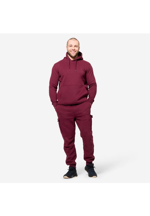 DOMYOS - Bluza z kapturem męska Domyos Gym & Pilates. Typ kołnierza: kaptur. Kolor: fioletowy. Materiał: materiał. Sport: joga i pilates