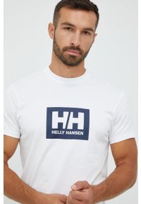 Helly Hansen t-shirt bawełniany kolor biały z nadrukiem 53285-096. Okazja: na co dzień. Kolor: biały. Materiał: bawełna. Wzór: nadruk. Styl: casual