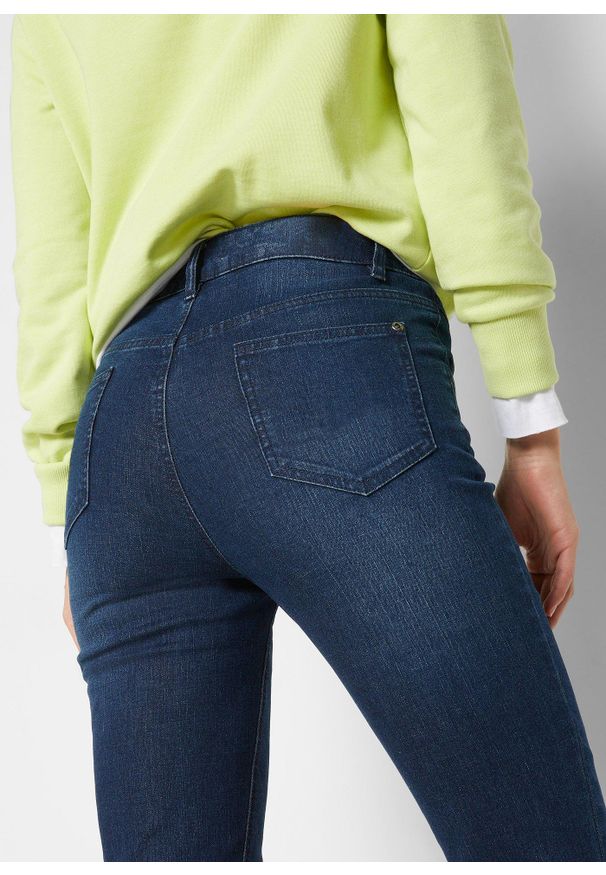 bonprix - Jeansy ze stretchem, skinny, high waist, cropped. Stan: podwyższony. Kolor: niebieski