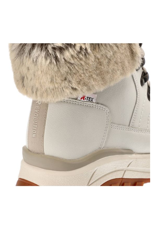 Białe Botki Rieker Ocieplane Obuwie Damskie. Kolor: biały. Materiał: syntetyk, futro, skóra. Wzór: aplikacja. Sezon: zima