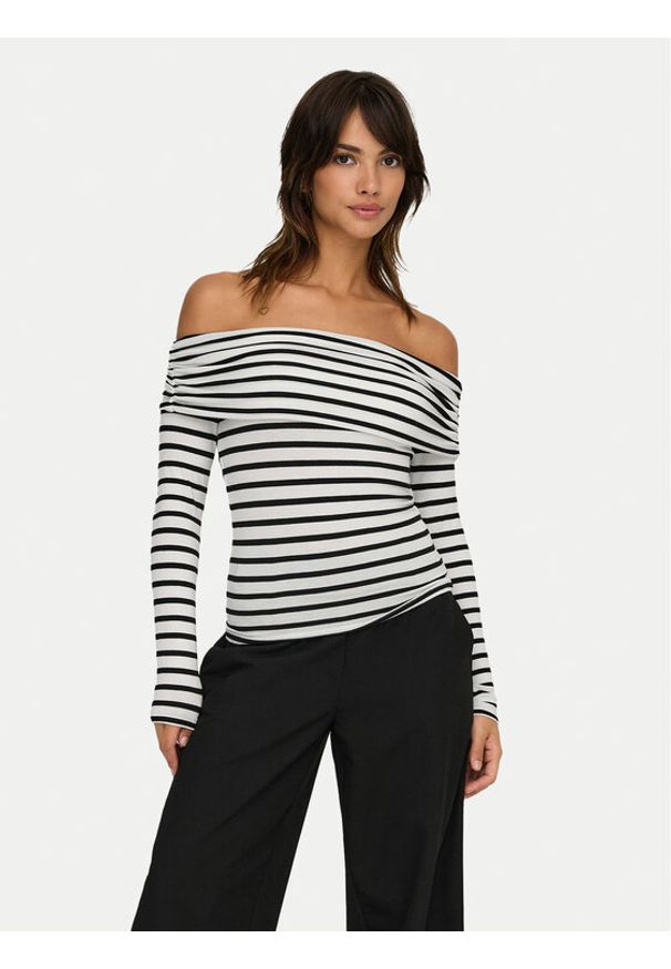 only - ONLY Bluzka Glamour 15339759 Biały Slim Fit. Kolor: biały. Materiał: wiskoza, syntetyk. Styl: glamour
